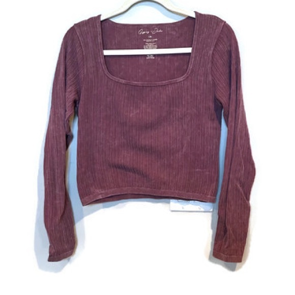 Gypsy & Jade Tops - Gypsy & Jade Bella Plum Ribbed Long Sleeve Cropped Top